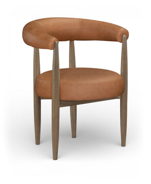Meridian Furniture Sable Vegan Leather Dining Chair with Art Deco Wraparound Back and Solid Wood Frame Cognac 88028 88028Cognac-C