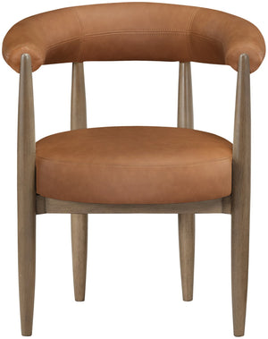 Meridian Furniture Sable Vegan Leather Dining Chair with Art Deco Wraparound Back and Solid Wood Frame Cognac 88028 88028Cognac-C