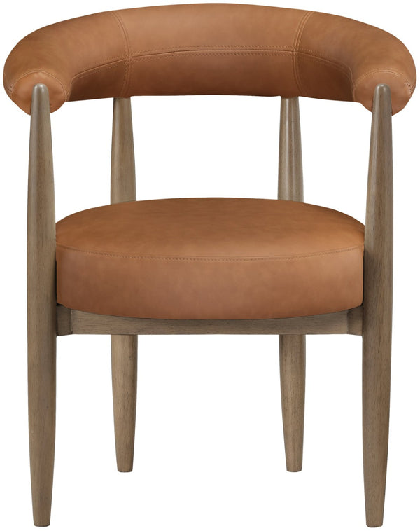 Meridian Furniture Sable Vegan Leather Dining Chair with Art Deco Wraparound Back and Solid Wood Frame Cognac 88028 88028Cognac-C
