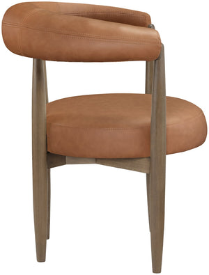 Meridian Furniture Sable Vegan Leather Dining Chair with Art Deco Wraparound Back and Solid Wood Frame Cognac 88028 88028Cognac-C