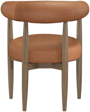 Meridian Furniture Sable Vegan Leather Dining Chair with Art Deco Wraparound Back and Solid Wood Frame Cognac 88028 88028Cognac-C
