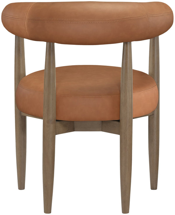 Meridian Furniture Sable Vegan Leather Dining Chair with Art Deco Wraparound Back and Solid Wood Frame Cognac 88028 88028Cognac-C