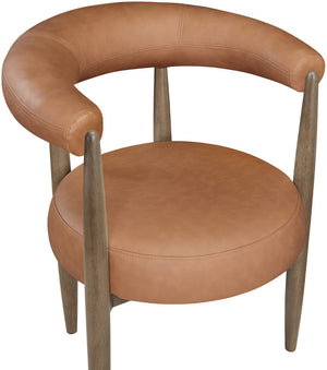 Meridian Furniture Sable Vegan Leather Dining Chair with Art Deco Wraparound Back and Solid Wood Frame Cognac 88028 88028Cognac-C