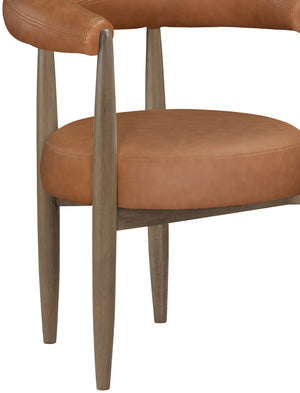 Meridian Furniture Sable Vegan Leather Dining Chair with Art Deco Wraparound Back and Solid Wood Frame Cognac 88028 88028Cognac-C
