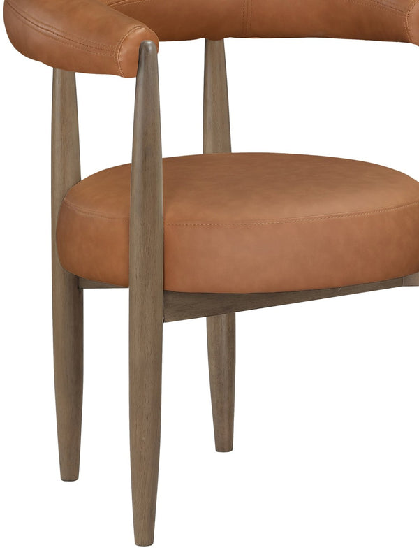 Meridian Furniture Sable Vegan Leather Dining Chair with Art Deco Wraparound Back and Solid Wood Frame Cognac 88028 88028Cognac-C