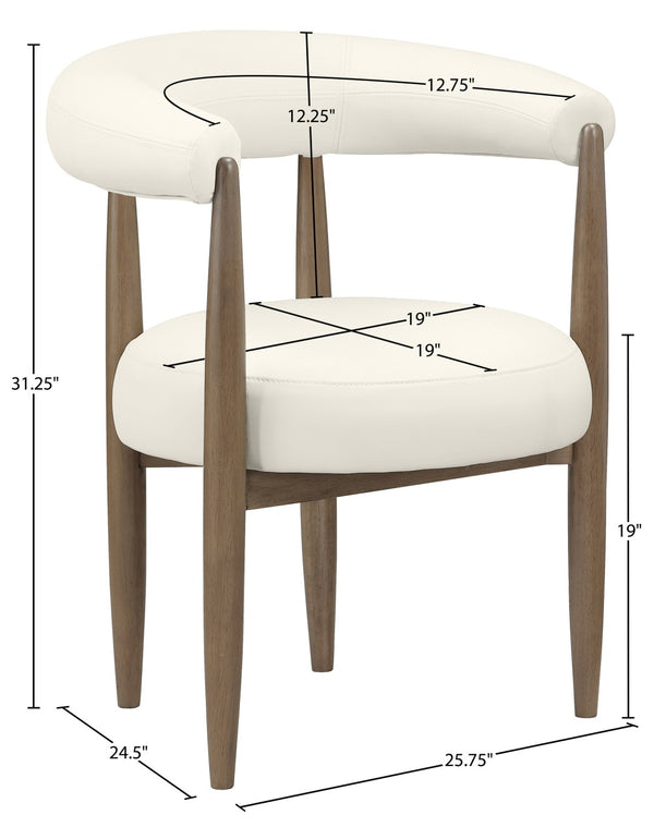 Meridian Furniture Sable Vegan Leather Dining Chair with Art Deco Wraparound Back and Solid Wood Frame Cream 88028 88028Cream-C