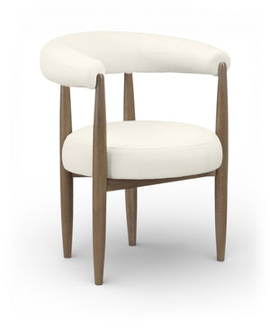 Meridian Furniture Sable Vegan Leather Dining Chair with Art Deco Wraparound Back and Solid Wood Frame Cream 88028 88028Cream-C