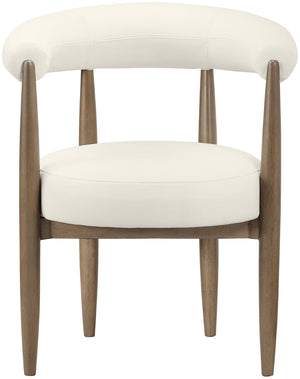 Meridian Furniture Sable Vegan Leather Dining Chair with Art Deco Wraparound Back and Solid Wood Frame Cream 88028 88028Cream-C
