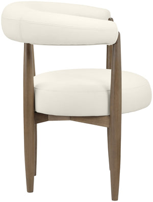 Meridian Furniture Sable Vegan Leather Dining Chair with Art Deco Wraparound Back and Solid Wood Frame Cream 88028 88028Cream-C