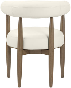 Meridian Furniture Sable Vegan Leather Dining Chair with Art Deco Wraparound Back and Solid Wood Frame Cream 88028 88028Cream-C