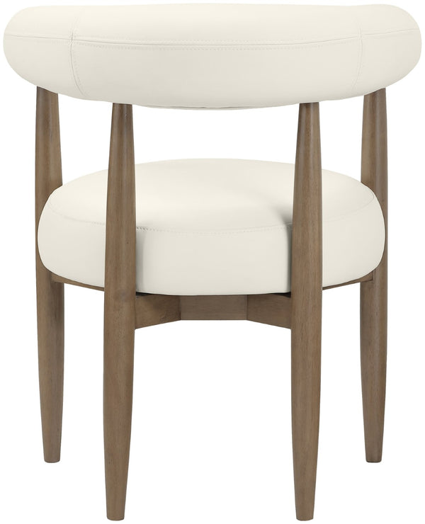 Meridian Furniture Sable Vegan Leather Dining Chair with Art Deco Wraparound Back and Solid Wood Frame Cream 88028 88028Cream-C