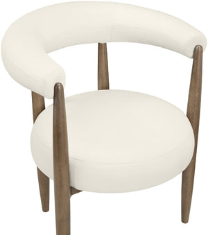 Meridian Furniture Sable Vegan Leather Dining Chair with Art Deco Wraparound Back and Solid Wood Frame Cream 88028 88028Cream-C