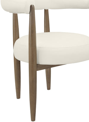 Meridian Furniture Sable Vegan Leather Dining Chair with Art Deco Wraparound Back and Solid Wood Frame Cream 88028 88028Cream-C
