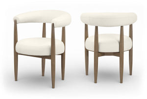 Meridian Furniture Sable Vegan Leather Dining Chair with Art Deco Wraparound Back and Solid Wood Frame Cream 88028 88028Cream-C