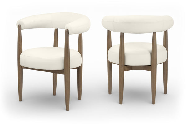 Meridian Furniture Sable Vegan Leather Dining Chair with Art Deco Wraparound Back and Solid Wood Frame Cream 88028 88028Cream-C
