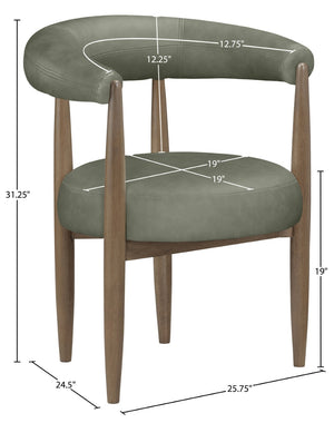 Meridian Furniture Sable Vegan Leather Dining Chair with Art Deco Wraparound Back and Solid Wood Frame Green 88028 88028Green-C
