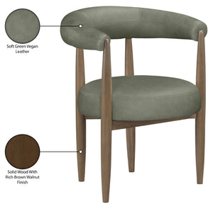 Meridian Furniture Sable Vegan Leather Dining Chair with Art Deco Wraparound Back and Solid Wood Frame Green 88028 88028Green-C