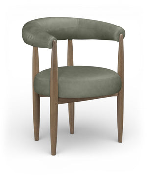 Meridian Furniture Sable Vegan Leather Dining Chair with Art Deco Wraparound Back and Solid Wood Frame Green 88028 88028Green-C