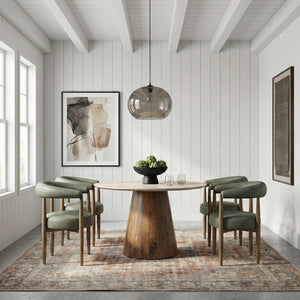 Meridian Furniture Sable Vegan Leather Dining Chair with Art Deco Wraparound Back and Solid Wood Frame Green 88028 88028Green-C