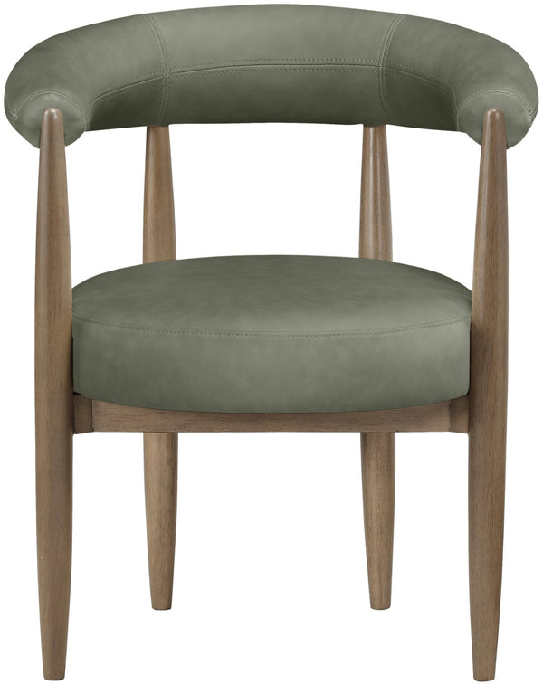 Meridian Furniture Sable Vegan Leather Dining Chair with Art Deco Wraparound Back and Solid Wood Frame Green 88028 88028Green-C