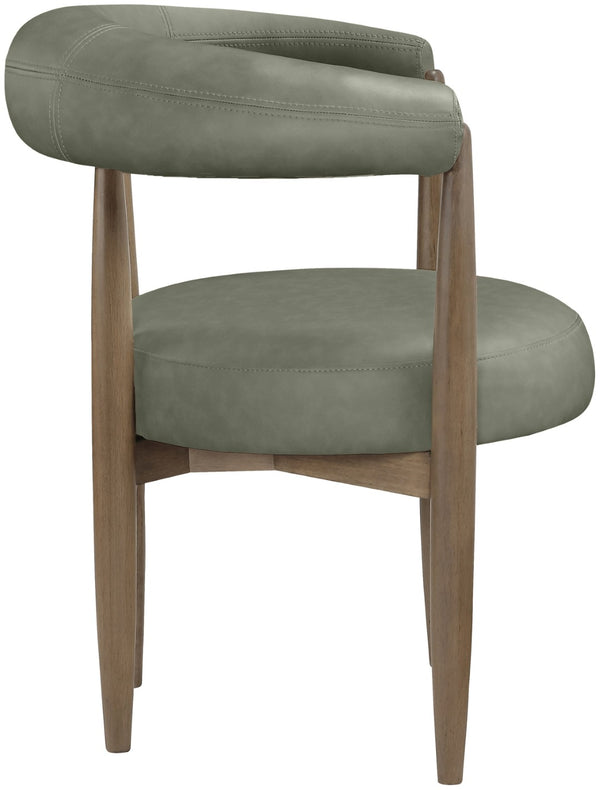 Meridian Furniture Sable Vegan Leather Dining Chair with Art Deco Wraparound Back and Solid Wood Frame Green 88028 88028Green-C