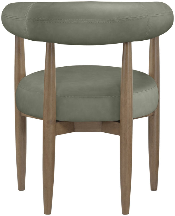 Meridian Furniture Sable Vegan Leather Dining Chair with Art Deco Wraparound Back and Solid Wood Frame Green 88028 88028Green-C
