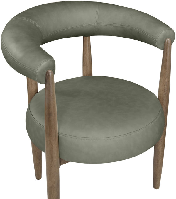 Meridian Furniture Sable Vegan Leather Dining Chair with Art Deco Wraparound Back and Solid Wood Frame Green 88028 88028Green-C