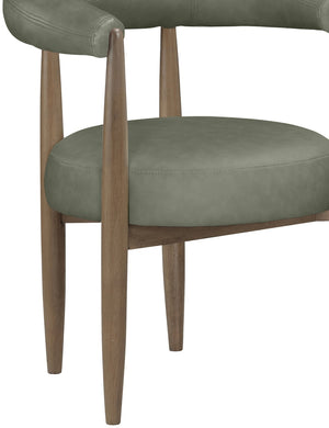 Meridian Furniture Sable Vegan Leather Dining Chair with Art Deco Wraparound Back and Solid Wood Frame Green 88028 88028Green-C