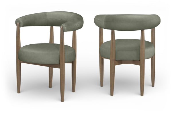 Meridian Furniture Sable Vegan Leather Dining Chair with Art Deco Wraparound Back and Solid Wood Frame Green 88028 88028Green-C