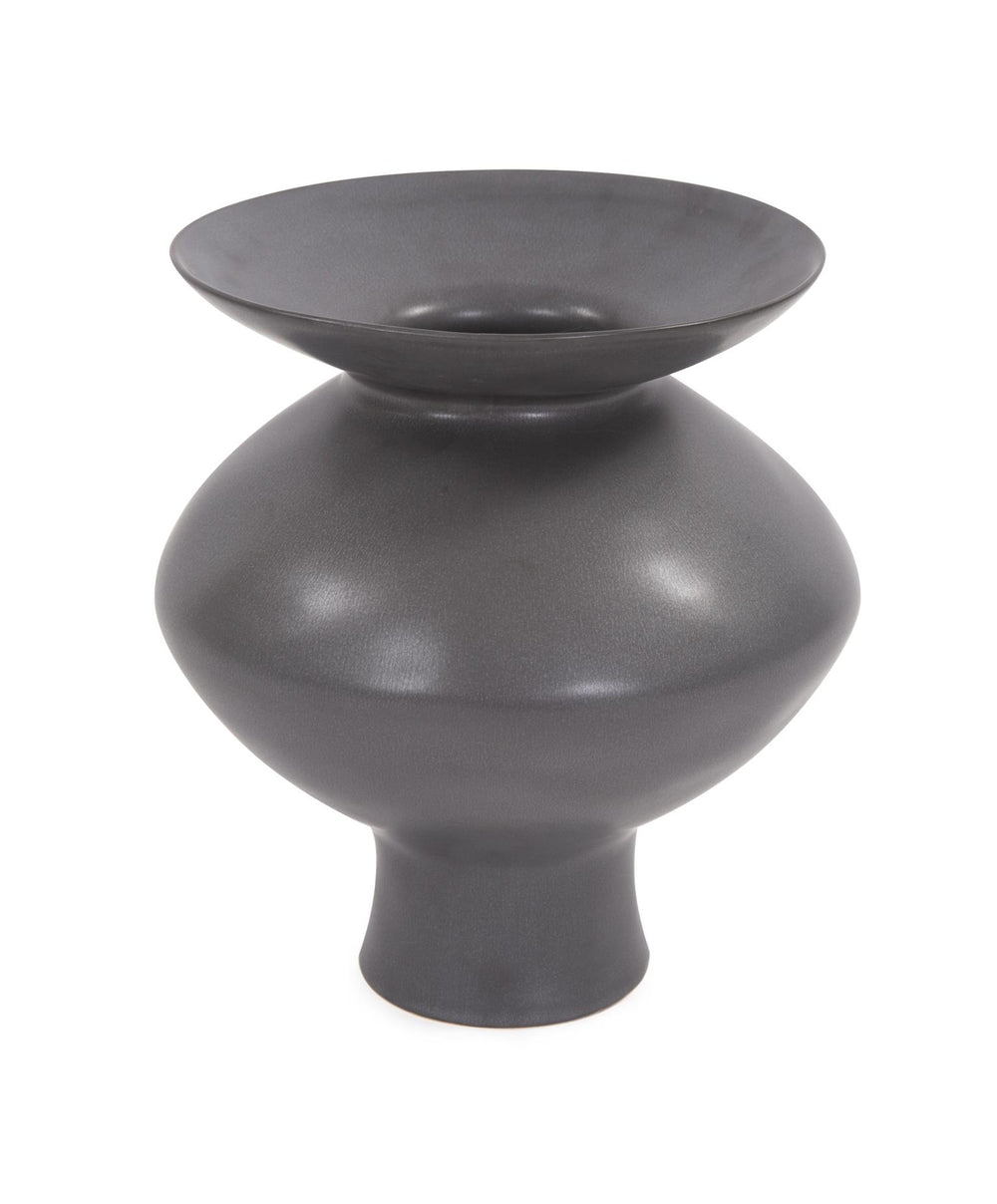Howard Elliott Graphite Ceramic Flared Vase - Elegant Modern Decor Piece For Stylish Home Interiors And Events Gray Ceramic 88030-howard-elliott