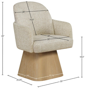 Meridian Furniture Marlowe Barrel Swivel Arm Chair Linen Upholstered Art Deco Style for Dining Rooms Beige Style 1 88029Beige-AC