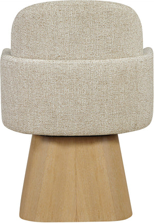 Meridian Furniture Marlowe Barrel Swivel Arm Chair Linen Upholstered Art Deco Style for Dining Rooms Beige Style 1 88029Beige-AC