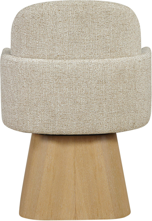 Meridian Furniture Marlowe Barrel Swivel Arm Chair Linen Upholstered Art Deco Style for Dining Rooms Beige Style 1 88029Beige-AC