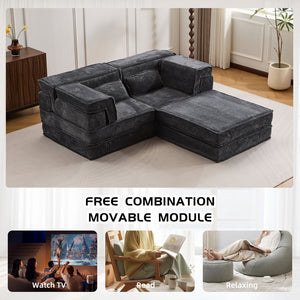 English Elm Compression Modular Sofa Bed - Cozy Convertible Design In Plush Fleece, No Assembly, Perfect For Small Spaces W3723S00029
