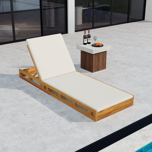 English Elm Christopher Knight Home® - Lounge Chaise Set - Premium Acacia Wood With Water-Resistant Cream Cushions For Outdoor Relaxation N770P272405T_N770P253018C