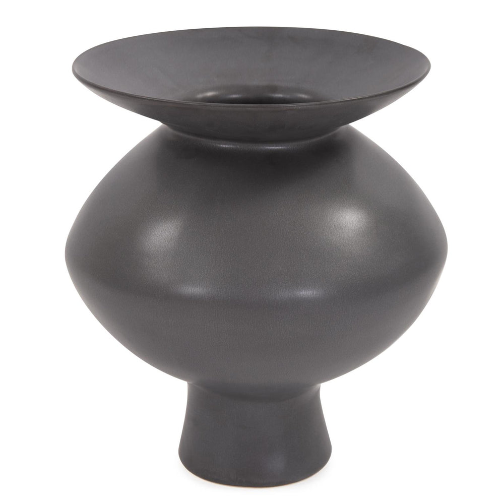 Howard Elliott Graphite Ceramic Flared Vase - Elegant Modern Decor Piece For Stylish Home Interiors And Events Gray Ceramic 88030-howard-elliott