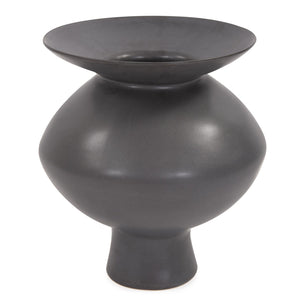 Howard Elliott Graphite Ceramic Flared Vase - Elegant Modern Decor Piece For Stylish Home Interiors And Events Gray Ceramic 88030-howard-elliott