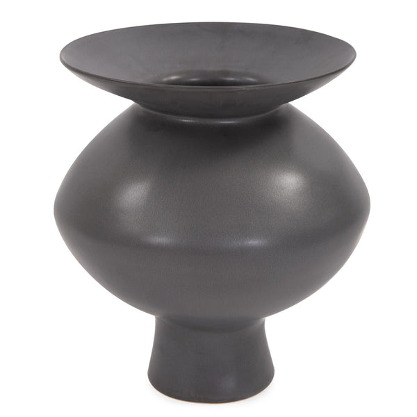 Howard Elliott Graphite Ceramic Flared Vase - Elegant Modern Decor Piece For Stylish Home Interiors And Events Gray Ceramic 88030-howard-elliott