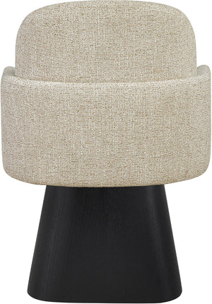 Meridian Furniture Marlowe Barrel Swivel Arm Chair Linen Upholstered Art Deco Style for Dining Rooms Beige Style 2 88030Beige-AC