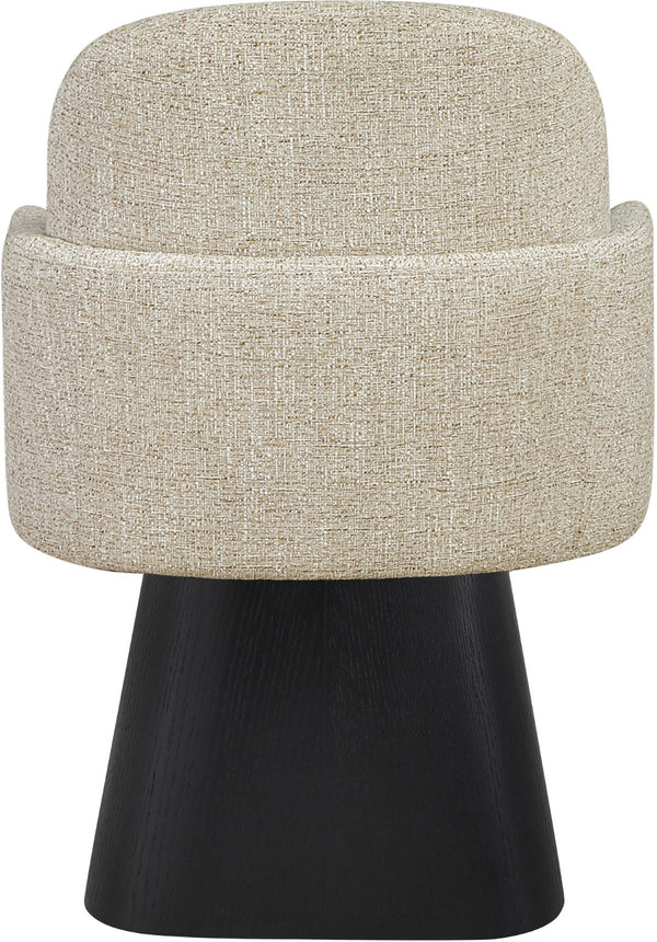 Meridian Furniture Marlowe Barrel Swivel Arm Chair Linen Upholstered Art Deco Style for Dining Rooms Beige Style 2 88030Beige-AC