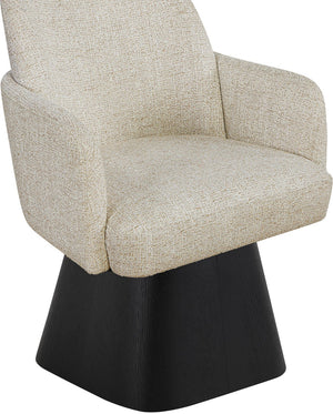 Meridian Furniture Marlowe Barrel Swivel Arm Chair Linen Upholstered Art Deco Style for Dining Rooms Beige Style 2 88030Beige-AC