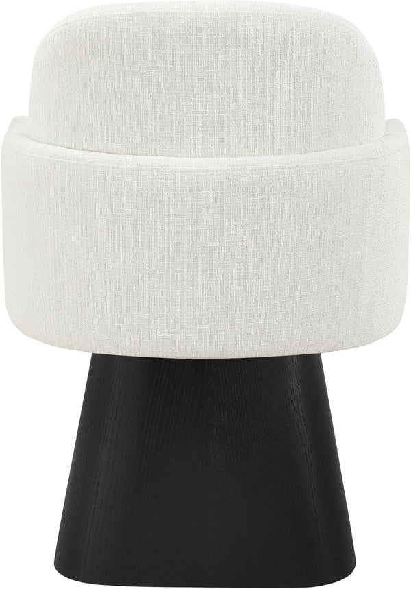 Meridian Furniture Marlowe Barrel Swivel Arm Chair Linen Upholstered Art Deco Style for Dining Rooms Cream Style 2 88030Cream-AC