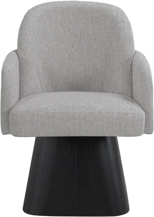Meridian Furniture Marlowe Barrel Swivel Arm Chair Linen Upholstered Art Deco Style for Dining Rooms Grey Style 2 88030Grey-AC
