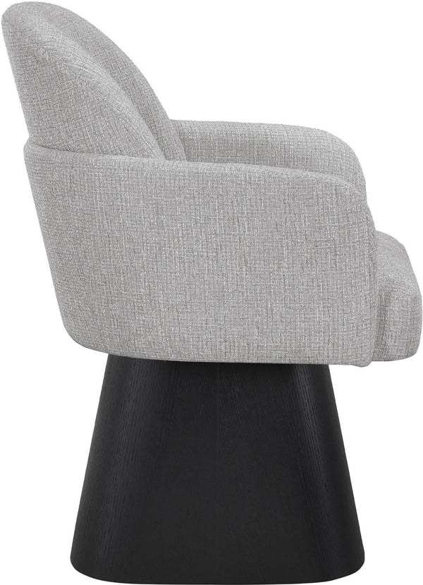 Meridian Furniture Marlowe Barrel Swivel Arm Chair Linen Upholstered Art Deco Style for Dining Rooms Grey Style 2 88030Grey-AC