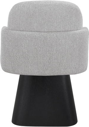 Meridian Furniture Marlowe Barrel Swivel Arm Chair Linen Upholstered Art Deco Style for Dining Rooms Grey Style 2 88030Grey-AC