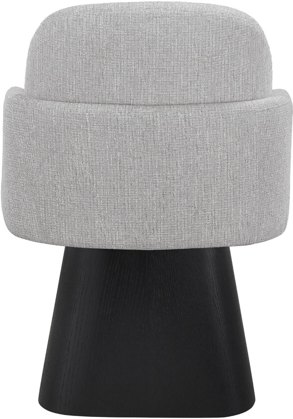 Meridian Furniture Marlowe Barrel Swivel Arm Chair Linen Upholstered Art Deco Style for Dining Rooms Grey Style 2 88030Grey-AC