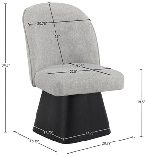 Meridian Furniture Marlowe Barrel Swivel Dining Chair in Linen Fabric with Art Deco Curved Back 88030Grey-SC