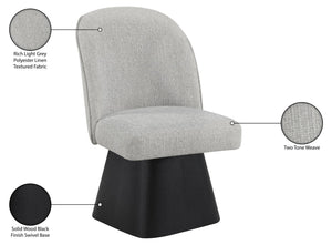Meridian Furniture Marlowe Barrel Swivel Dining Chair in Linen Fabric with Art Deco Curved Back 88030Grey-SC