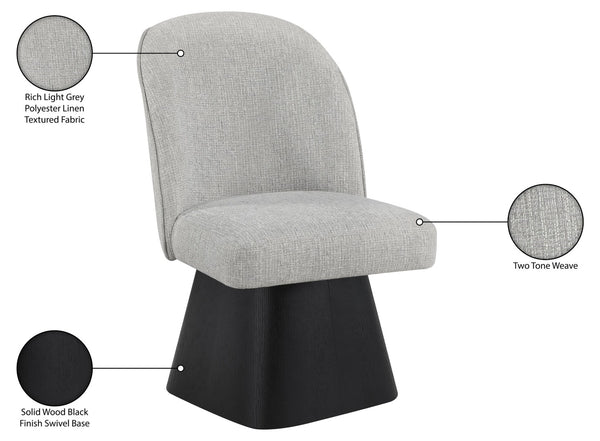 Meridian Furniture Marlowe Barrel Swivel Dining Chair in Linen Fabric with Art Deco Curved Back 88030Grey-SC