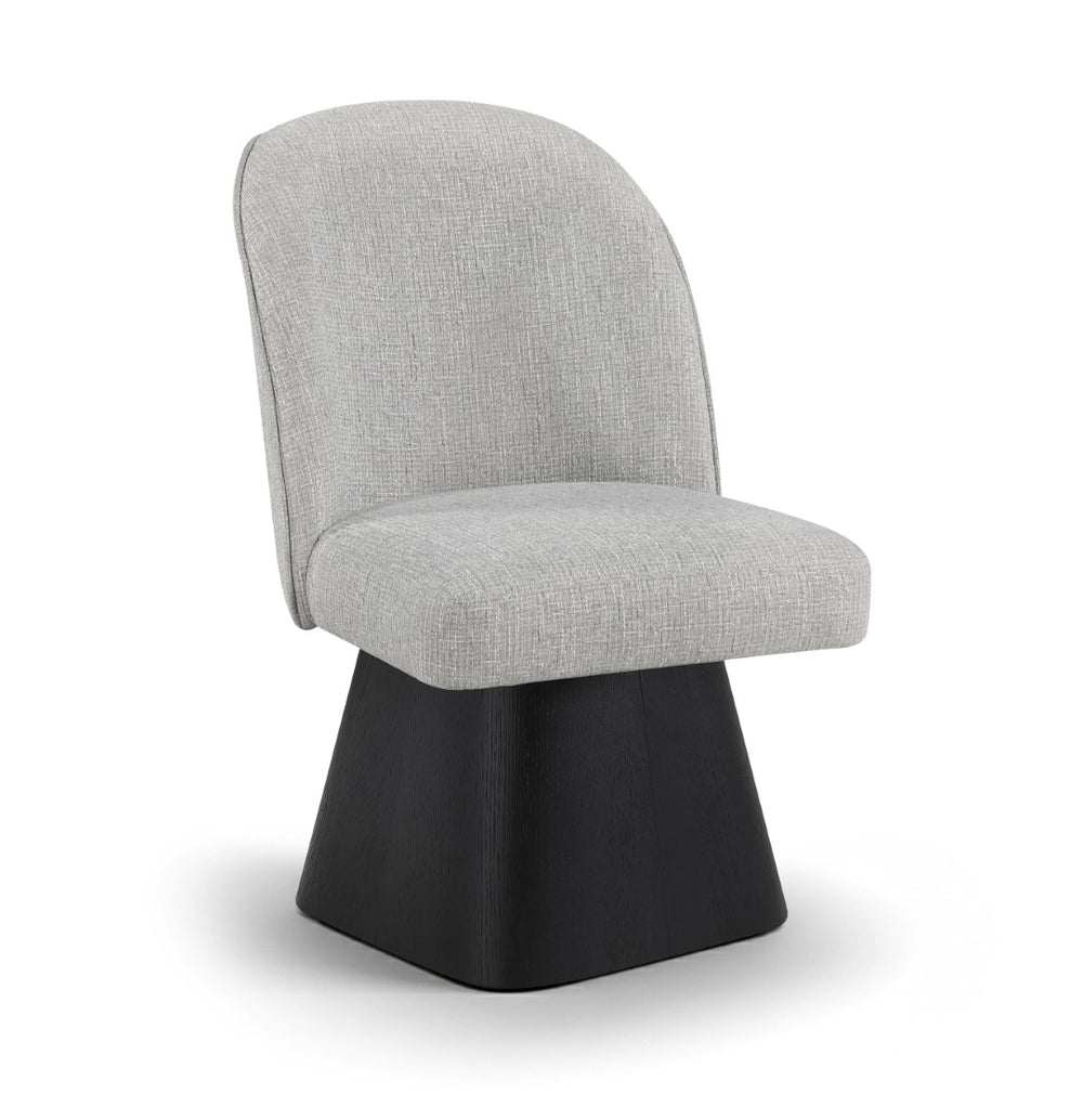 Meridian Furniture Marlowe Barrel Swivel Dining Chair in Linen Fabric with Art Deco Curved Back 88030Grey-SC